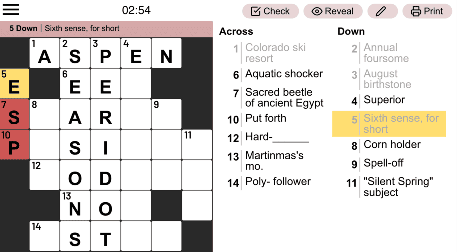 Mini Crossword Screenshot